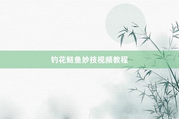 钓花鲢鱼妙技视频教程